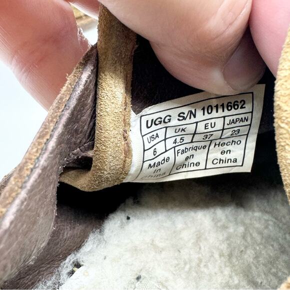 UGG Patsy Heeled Buckle Moto Boho Ankle Booties In Chestnut Brown Size 6 Office - Picture 12 of 13